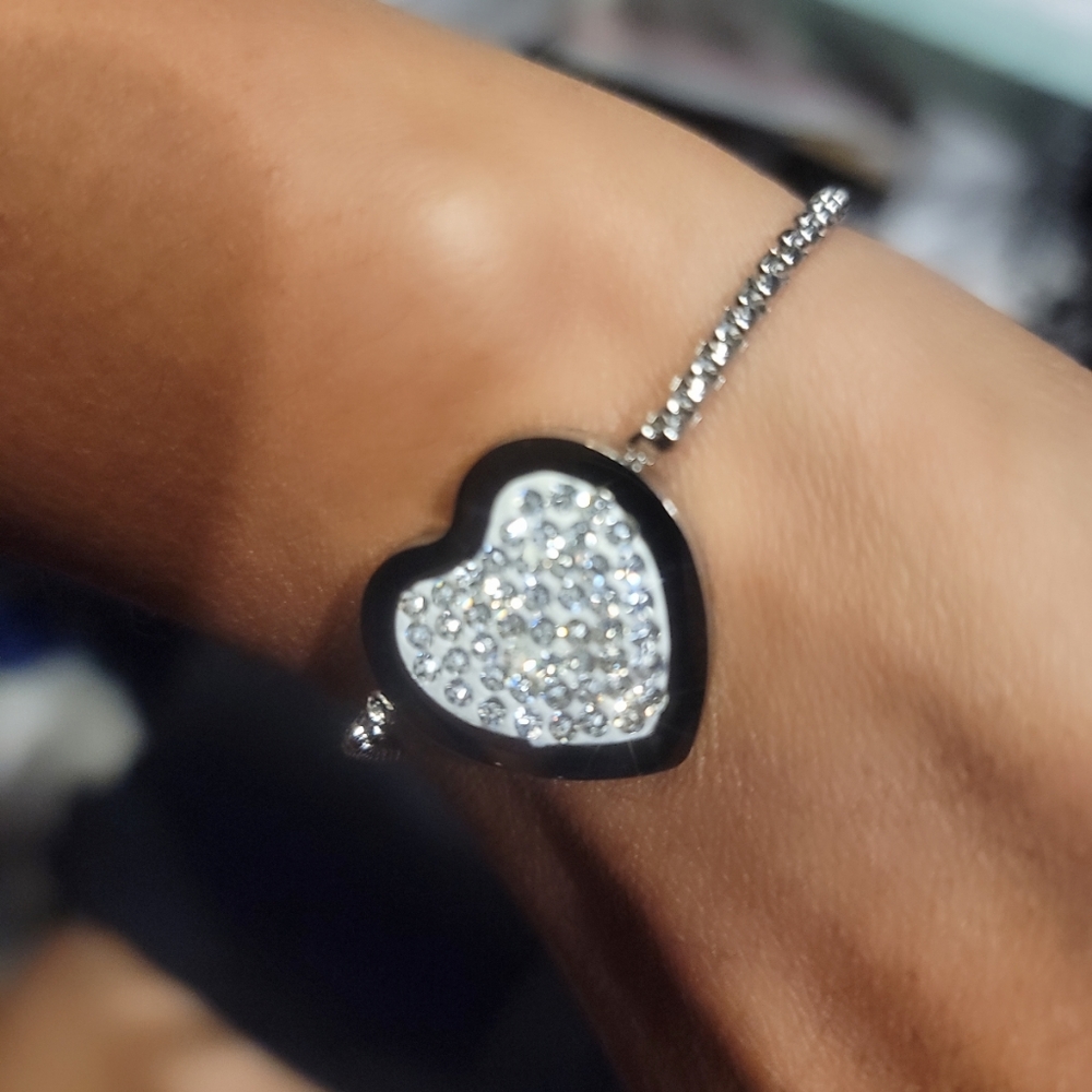 Stainless Steel Heart Charm Bracelet - Picture 2 of 4